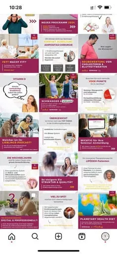 Instagram-Feed @weiterbildungernaehrung nach der Zusammenarbeit
